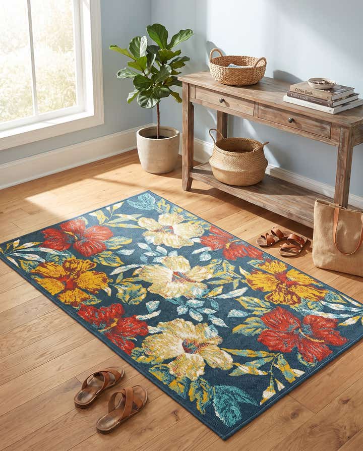 3' 3 x 5' 3 Easy-Clean Coastal Indoor / Outdoor Rug