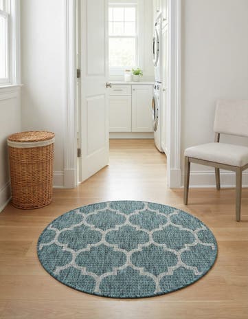 3' x 3' Easy-Clean Lattice Indoor / Outdoor Round Rug