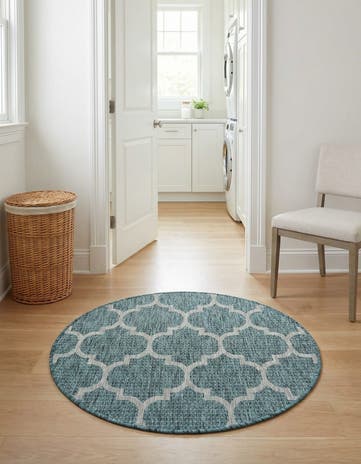 3' x 3' Easy-Clean Lattice Indoor / Outdoor Round Rug