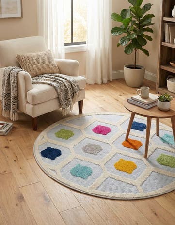 3' 3 x 3' 3 Easy-Clean Aruba Indoor / Outdoor Round Rug