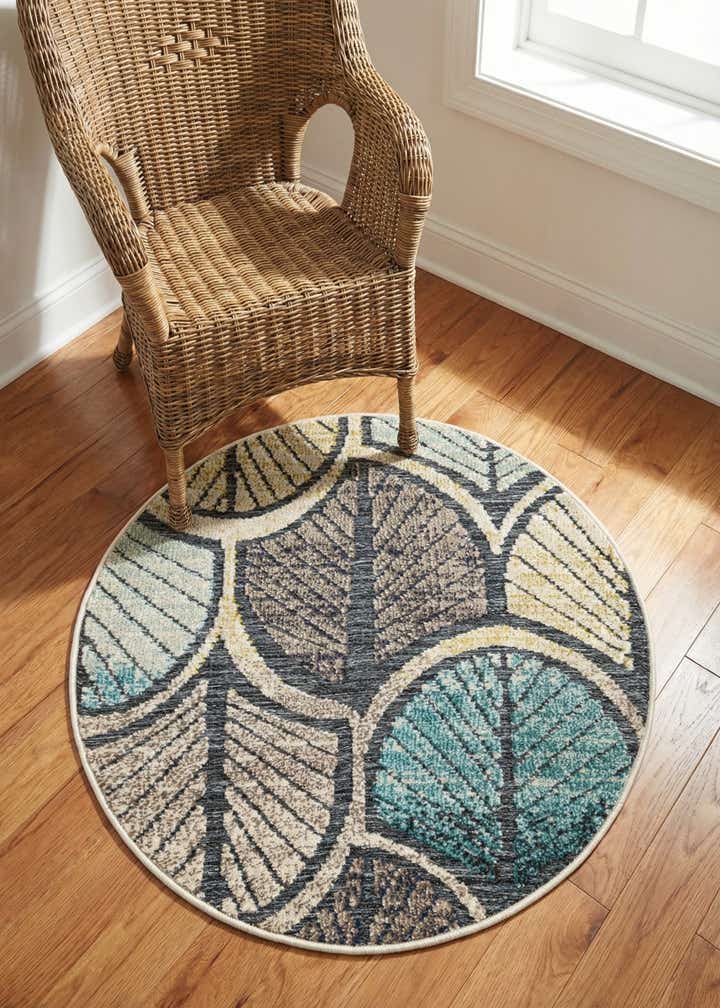 3' x 3' Easy-Clean Casablanca Indoor / Outdoor Round Rug
