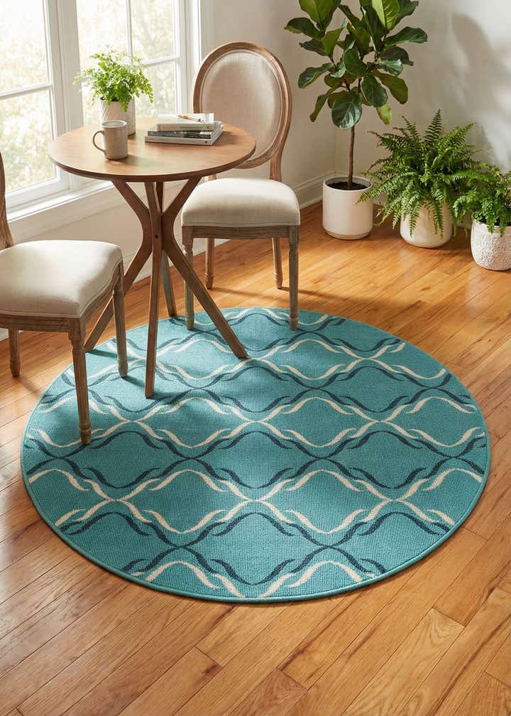 4' x 4' Easy-Clean Trellis Indoor / Outdoor Round Rug