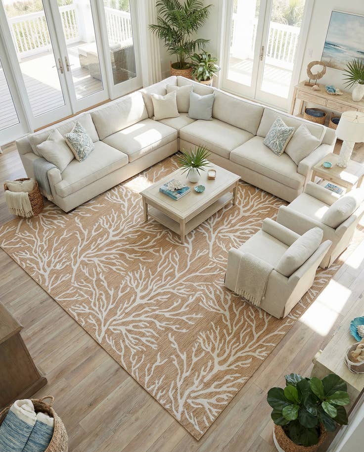 Detail image of 12' x 12' Easy-Clean Coastal Indoor / Outdoor Square Rug