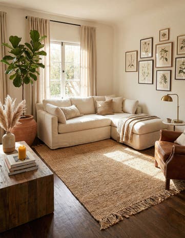5' 1 x 8' Hand Woven Chunky Jute Rug