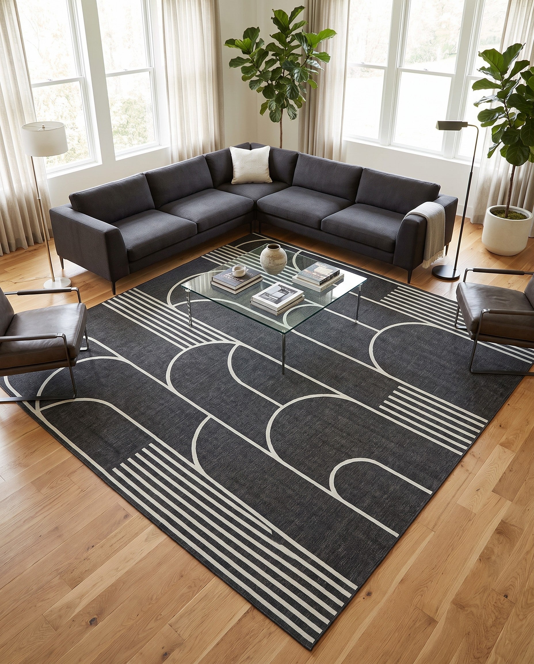 13' x 13' Easy-Clean Modern Indoor / Outdoor Square Rug