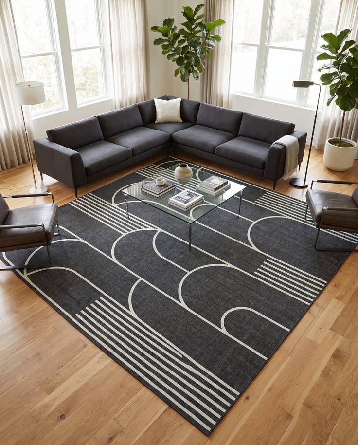 Detail image of 13' x 13' Easy-Clean Modern Indoor / Outdoor Square Rug