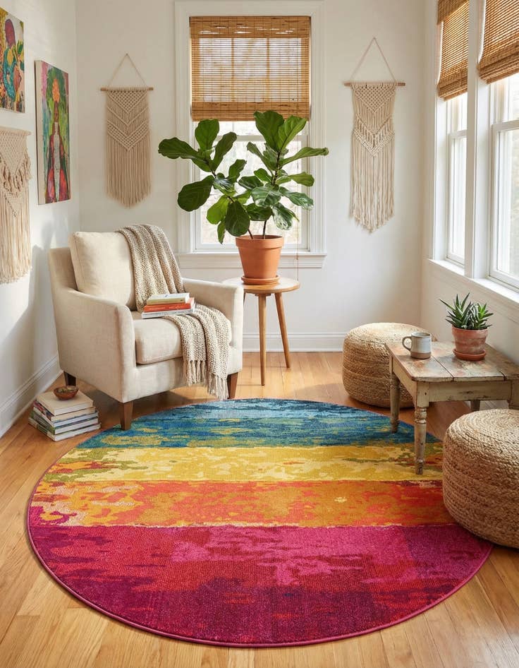 Detail image of 6' x 6' Washable Hyacinth Round Rug