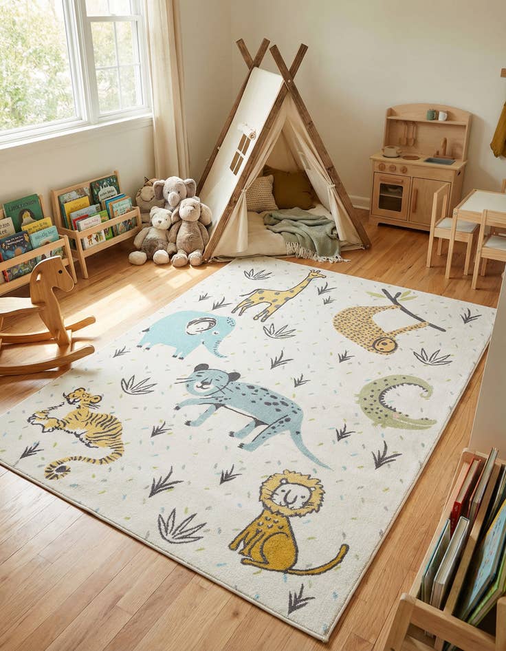 Detail image of 7' 10 x 10' Animals Whimsy Kids Rug