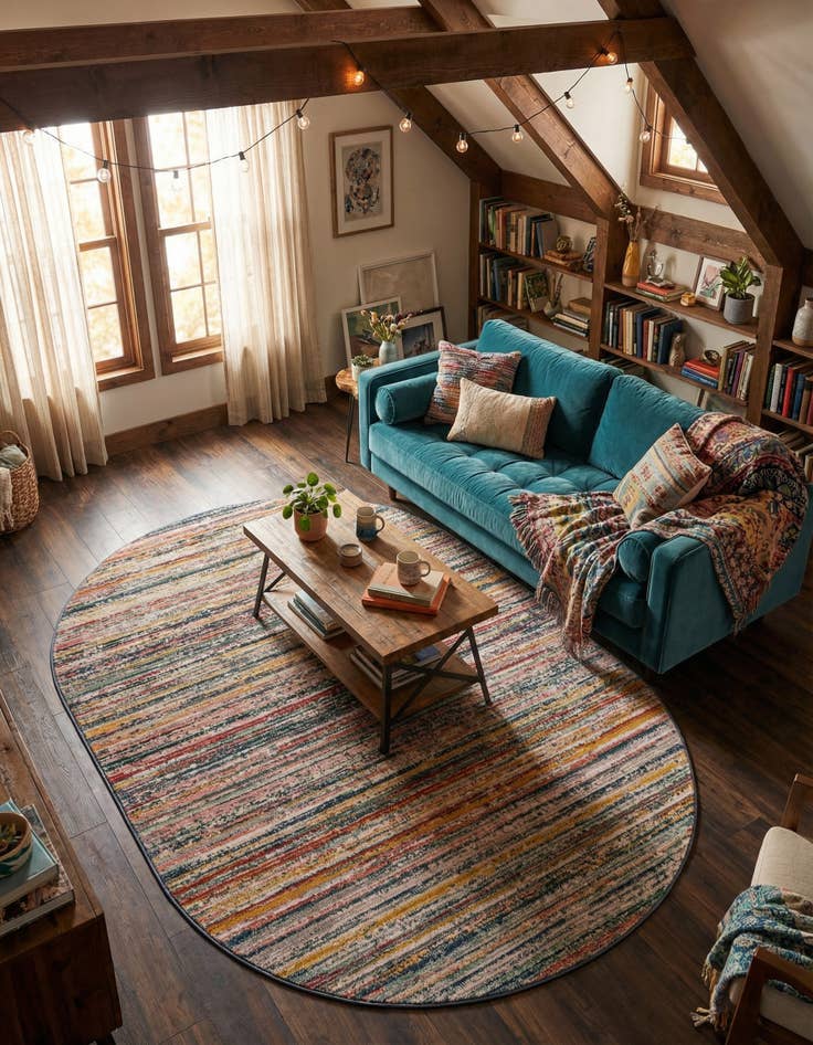 Detail image of 5' 3 x 8' Gemstone Oval Rug