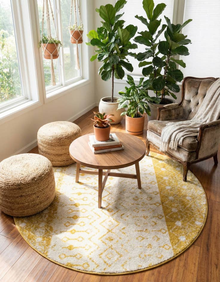 Detail image of 6' x 6' Moroccan Trellis Round Rug