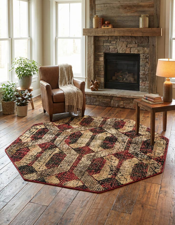 Detail image of 5' 3 x 5' 3 Saturn Octagon Rug