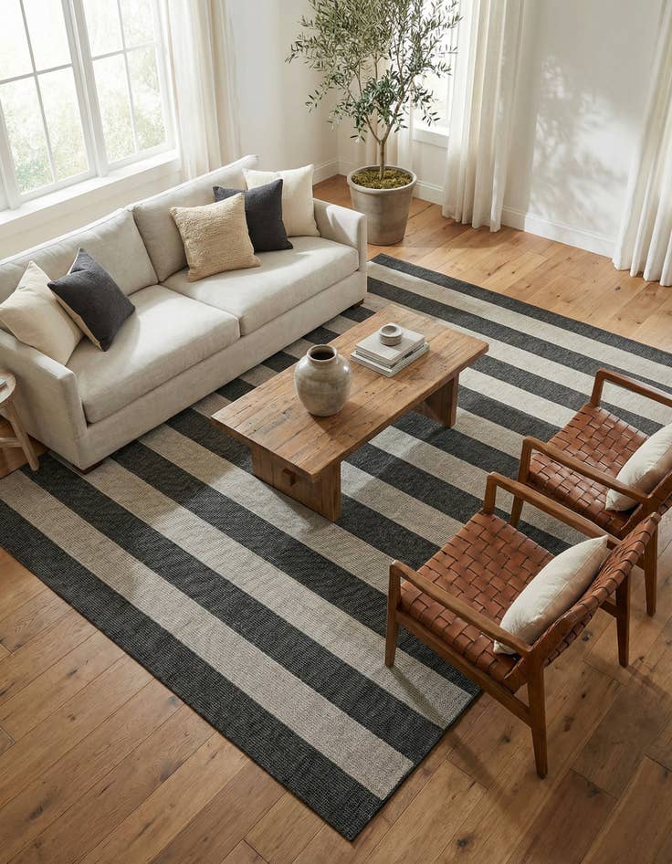 Detail image of 10' x 14'  Washable Striped Indoor / Outdoor Rug