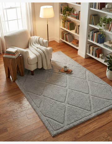 Gray Trellis Shag Rug