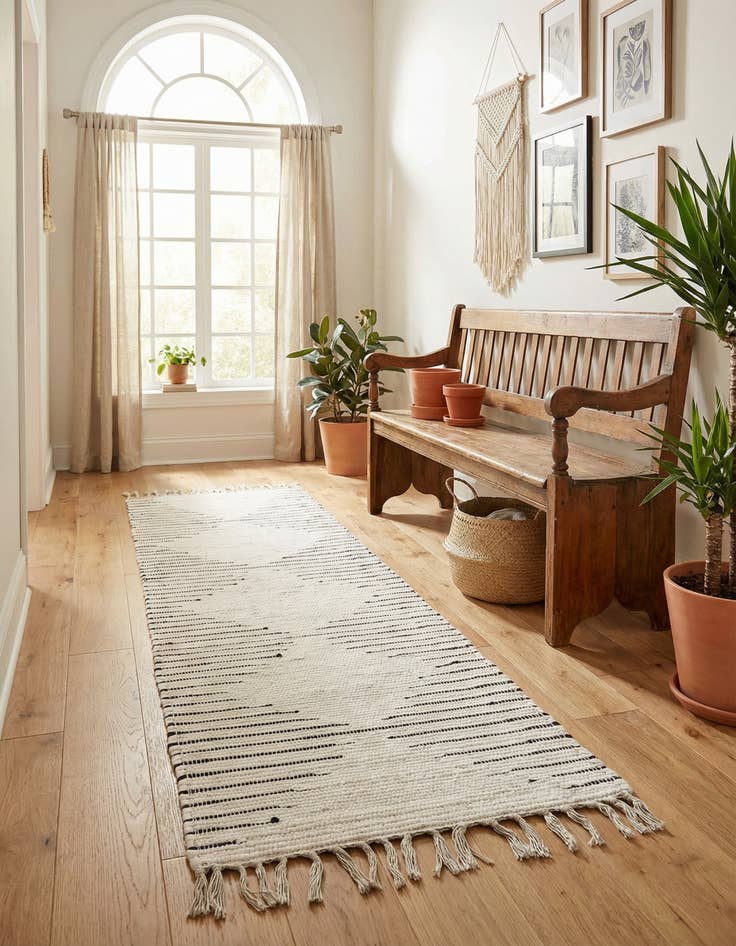 Detail image of 2' x 8' Hand Woven Chindi Cotton Runner Rug