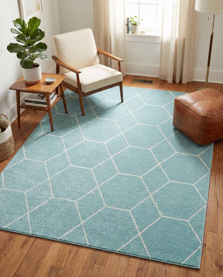 Detail image of 6' x 9' Lattice Frieze Rug
