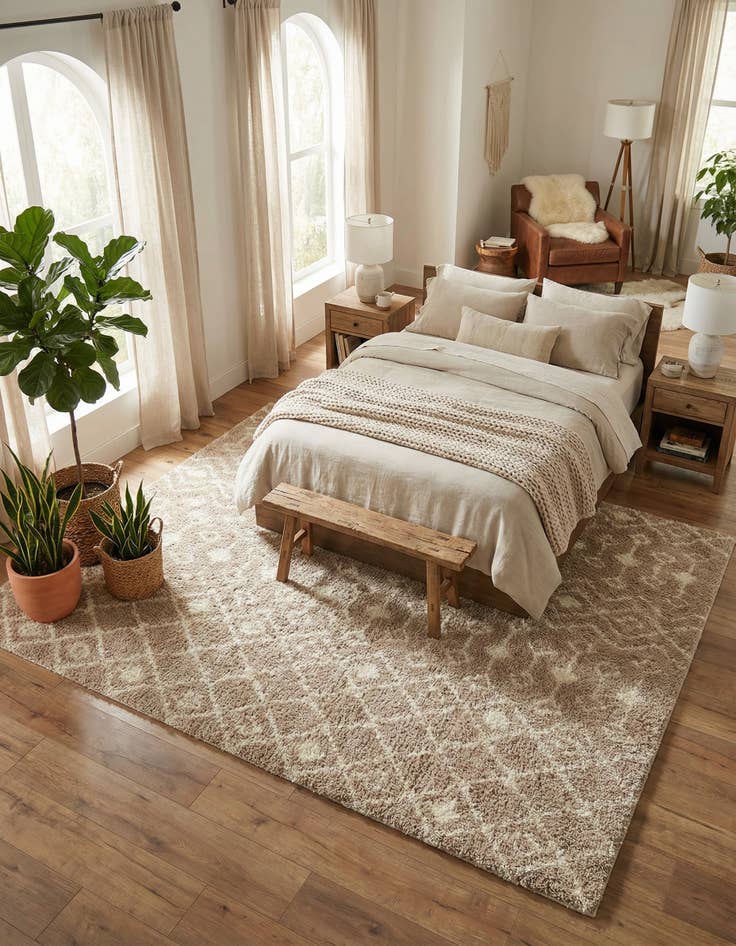 Detail image of  10' x 13' Moroccan Trellis Shag Rug