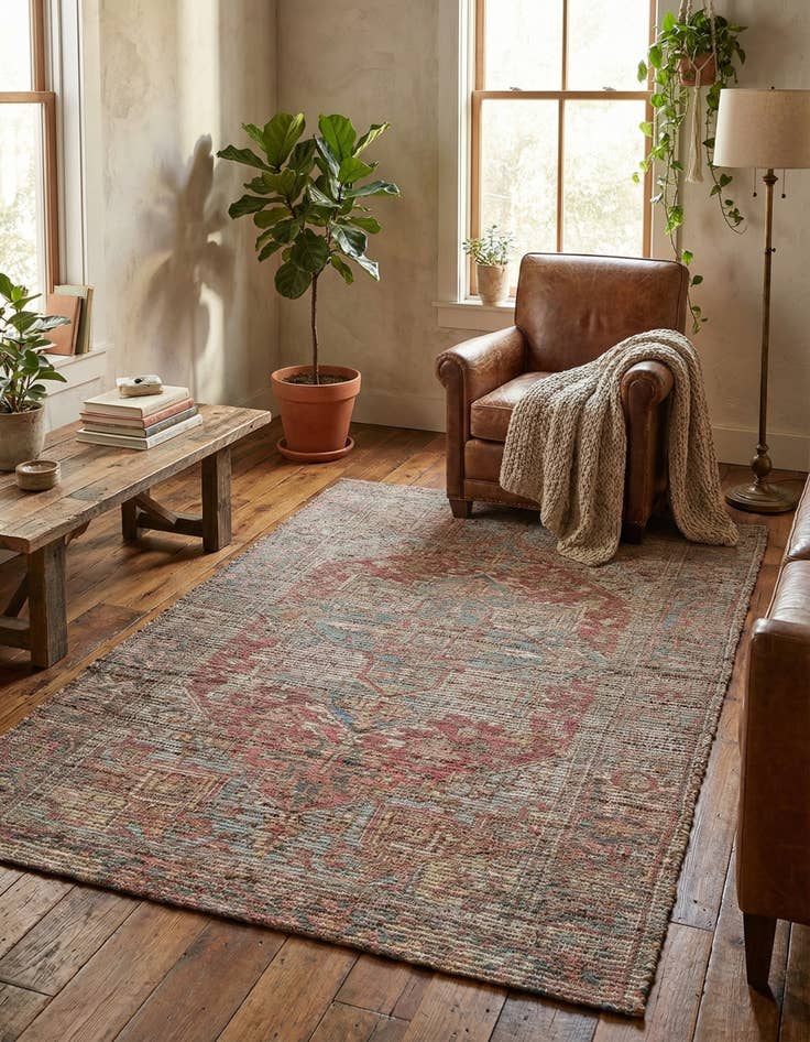 Detail image of 4' 1 x 6' 1 Chenille Jute Rug