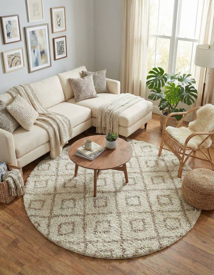 Detail image of 7' 10 x 7' 10 Lattice Shag Round Rug