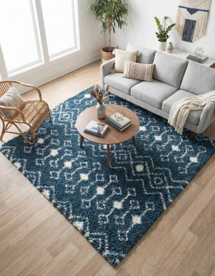 Detail image of 7' x 7' Moroccan Trellis Shag Square Rug