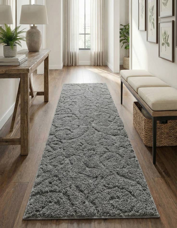 Detail image of 2' 7 x 10' Botanical Shag Runner Rug
