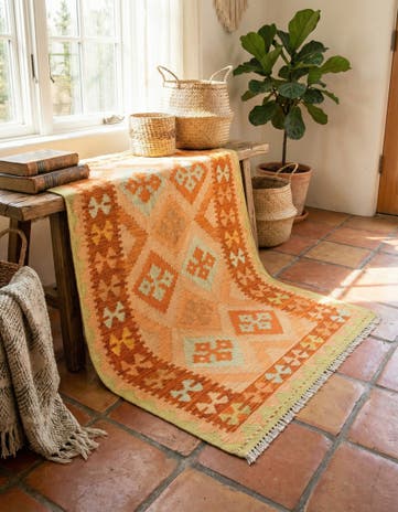 3' x 4' 10 Hand Woven Kilim Waziri Wool Rug