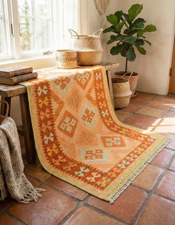 3' x 4' 10 Hand Woven Kilim Waziri Wool Rug