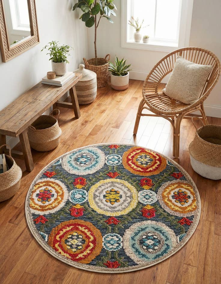 Detail image of 3' x 3'  Washable Casablanca Indoor / Outdoor Round Rug