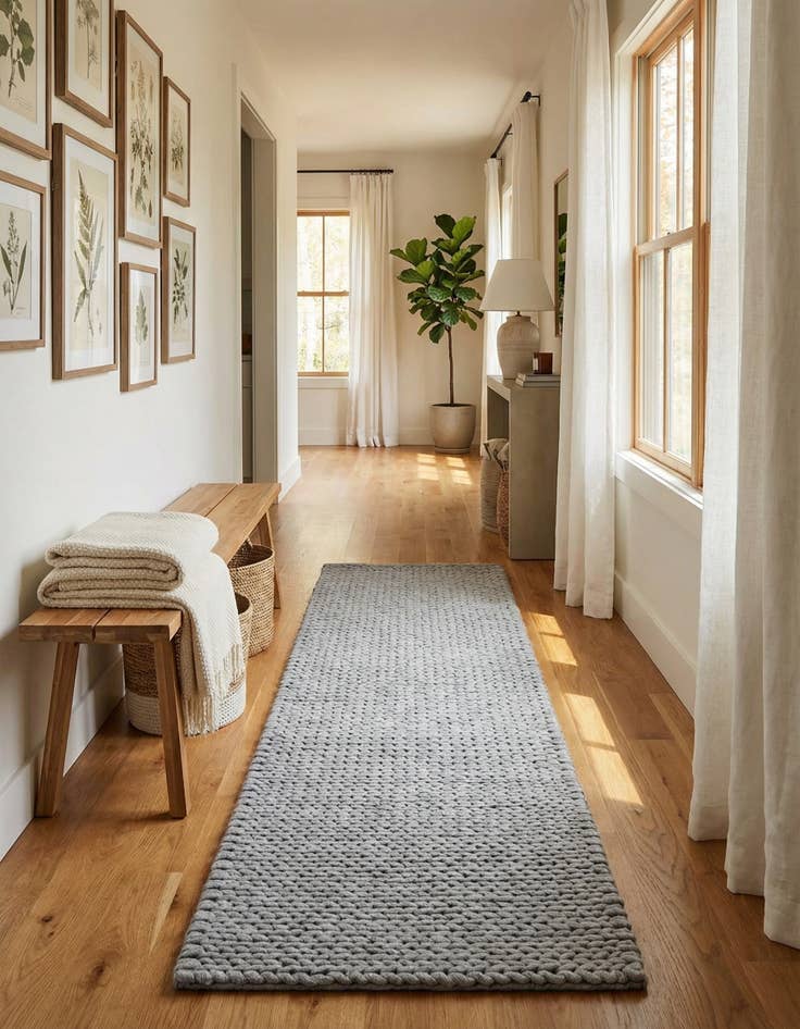 Detail image of 2' x 8'  Hand Woven Lana New Zealand Wool Runner Rug