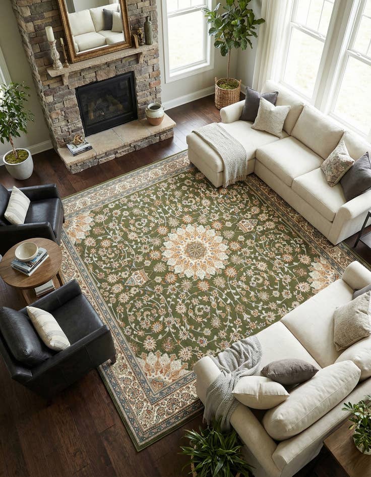 Detail image of 10' x 10' Easy-Clean Traditional Indoor / Outdoor Square Rug