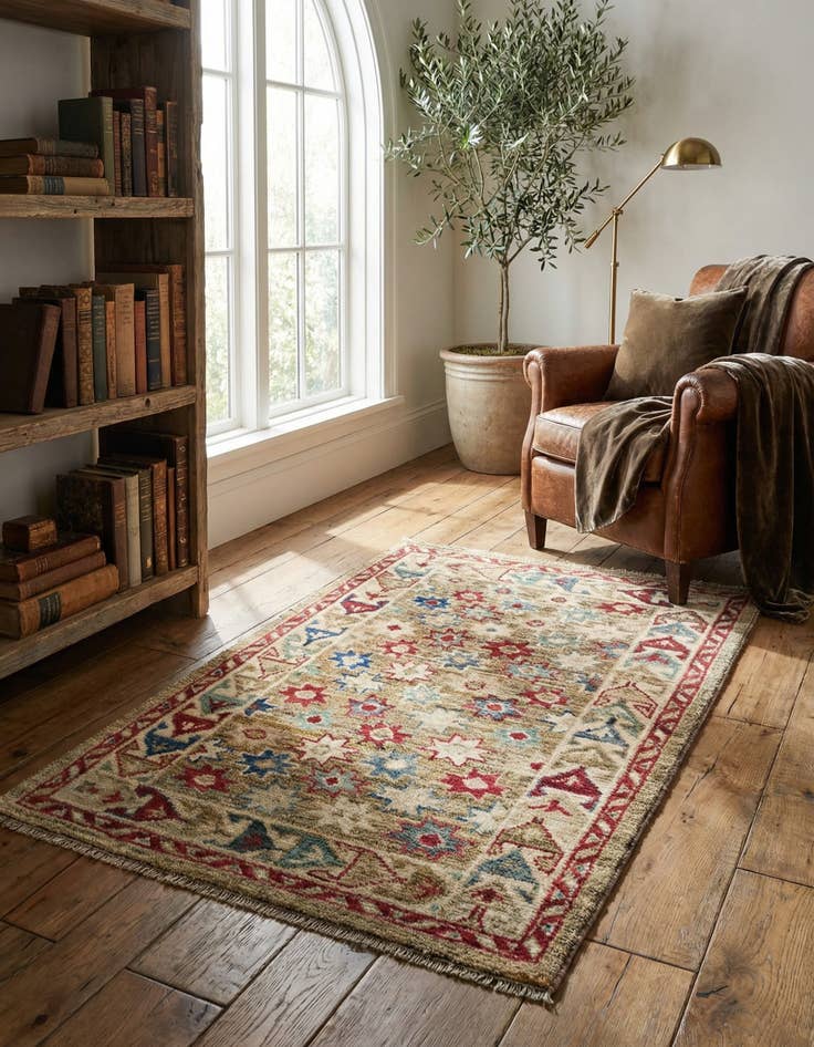 Detail image of 3' 4 x 5' Hand Knotted Oushak Wool Rug