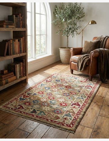 3' 4 x 5' Hand Knotted Oushak Wool Rug