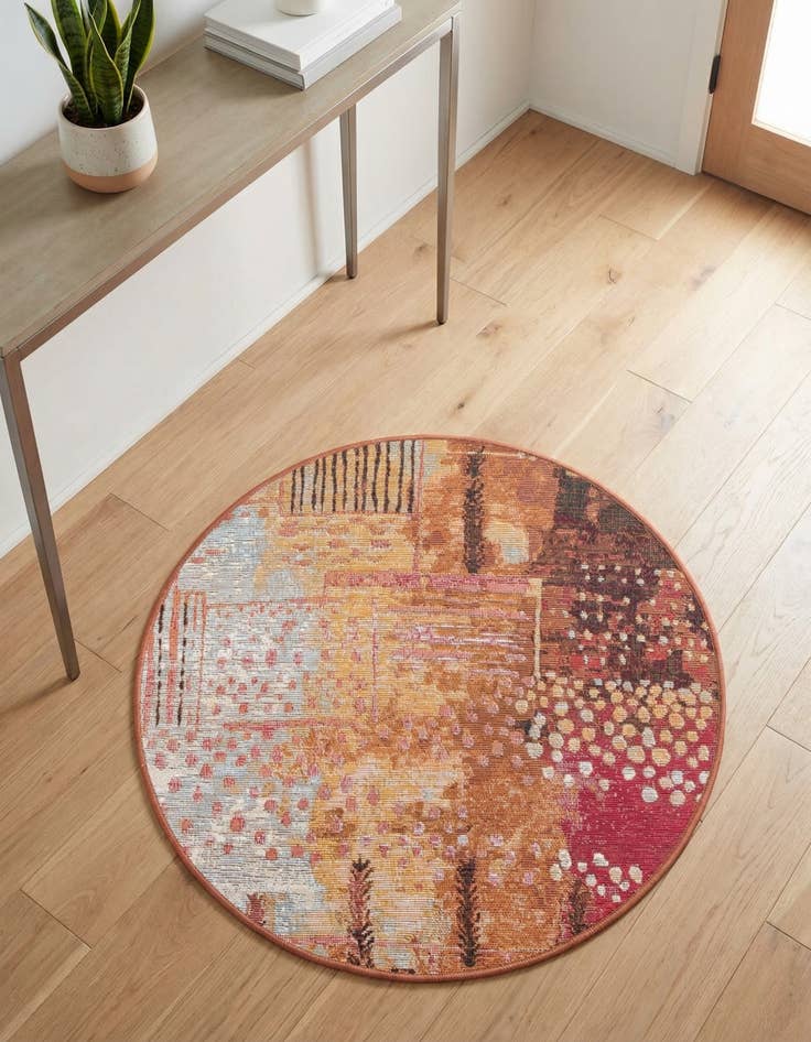 Detail image of 2' 7 x 2' 7  Washable Modern Indoor / Outdoor Round Rug