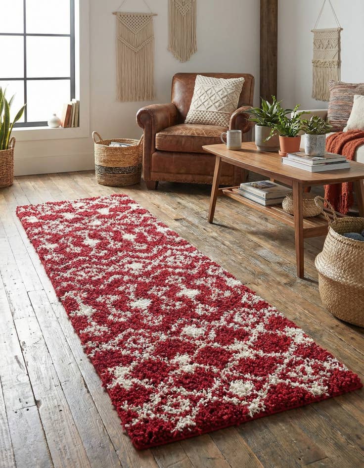 Detail image of 2' x 6' Moroccan Trellis Shag Runner Rug