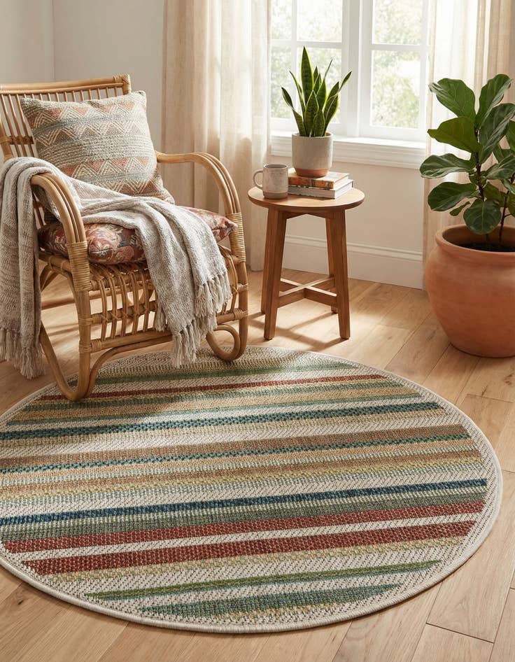 Detail image of 3' 3 x 3' 3 Easy-Clean Baja Indoor / Outdoor Round Rug