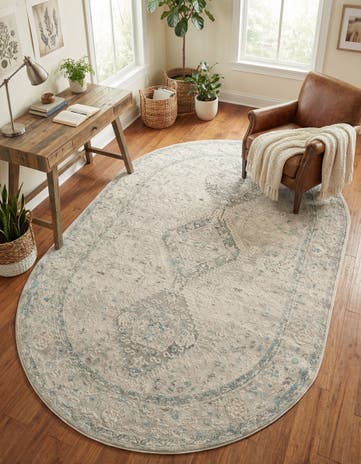 Ivory and Gray Finsbury Oval Rug
