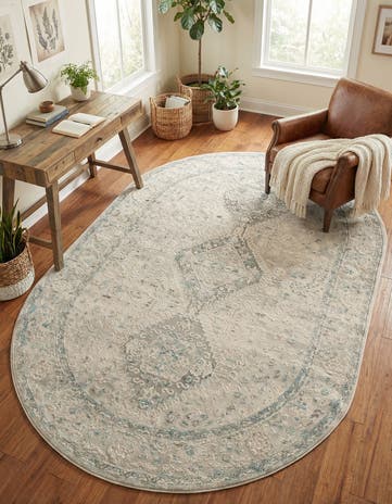 Ivory and Gray Finsbury Oval Rug