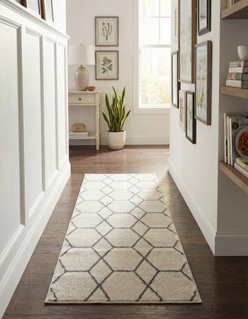 Ivory Lattice Frieze Runner Rug
