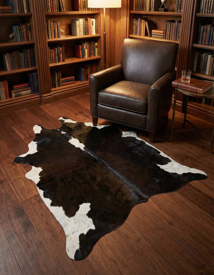 Detail image of 4' 4 x 5' 6 Cowhide Leather Rug