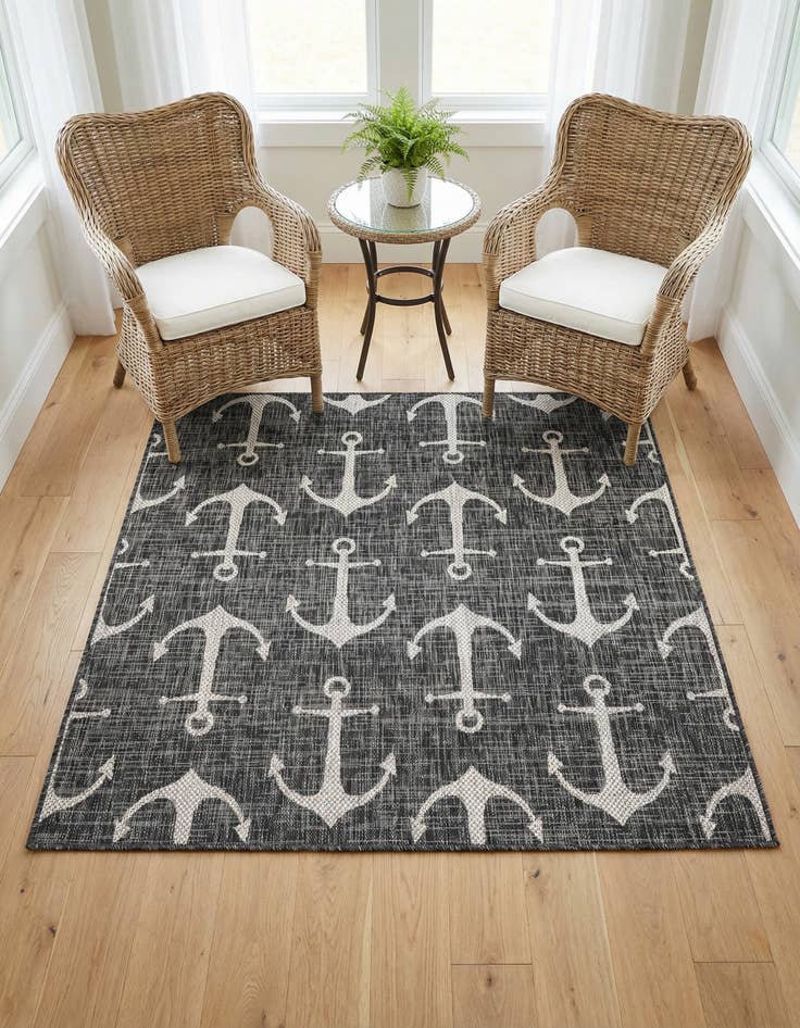 Detail image of 5' 3 x 5' 3 Washable Coastal Indoor / Outdoor Square Rug