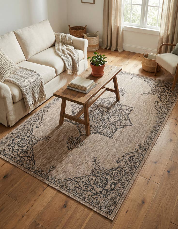 Detail image of 5' 3 x 8' Washable Traditional Indoor / Outdoor Rug