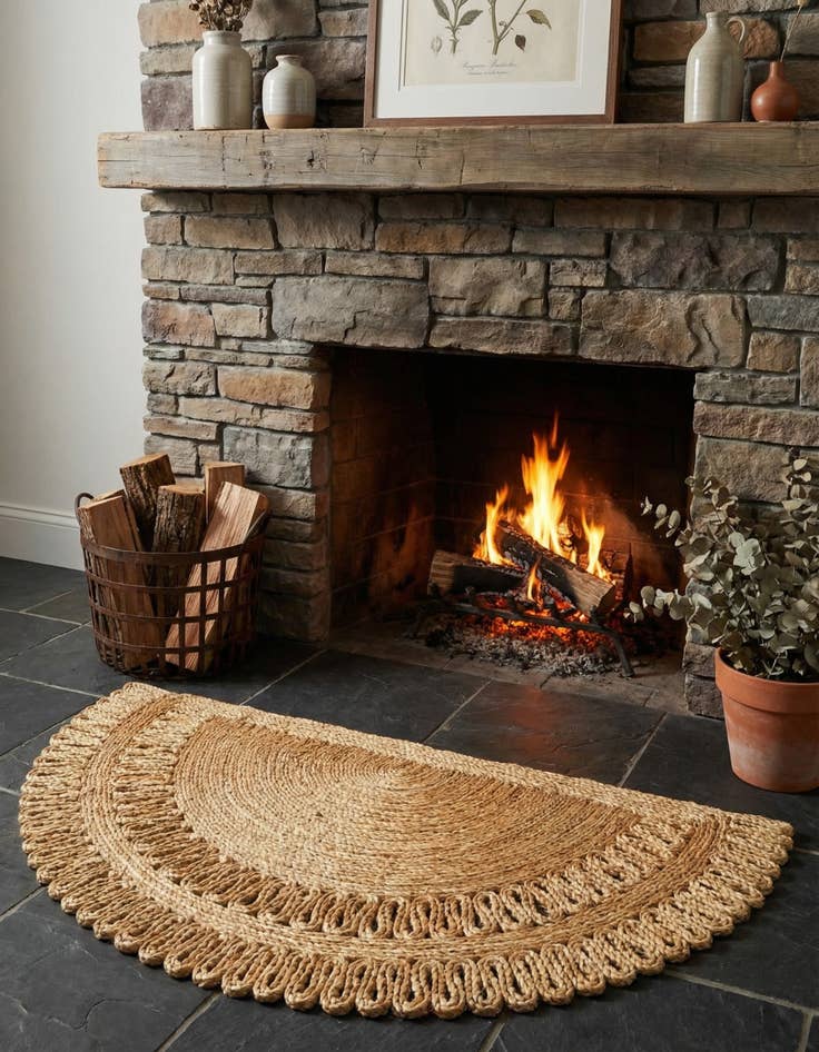 Detail image of 2' 2 x 3' 7  Hand Braided Jute Hearth Rug