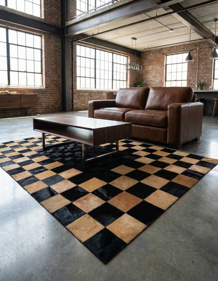 Detail image of 5' 1 x 8' 1 Cowhide - Patchwork Rug