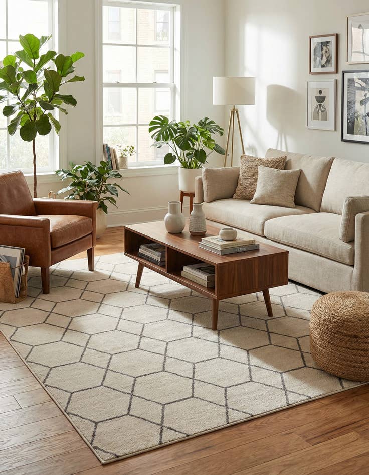 Detail image of 7' 10 x 10' Lattice Frieze Rug