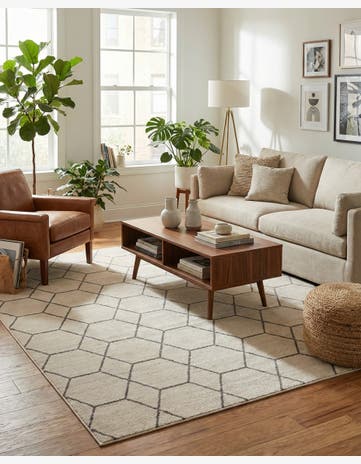 Ivory Lattice Frieze Rug