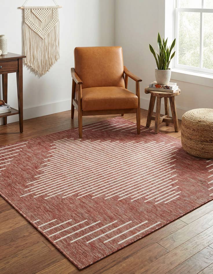 Detail image of 5' 3 x 5' 3  Washable Modern Indoor / Outdoor Square Rug