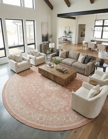 13' x 13' Easy-Clean Aztec Indoor / Outdoor Round Rug