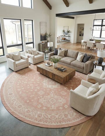 13' x 13' Easy-Clean Aztec Indoor / Outdoor Round Rug