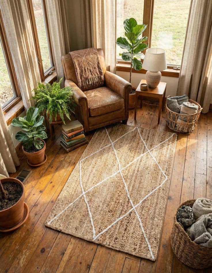 Detail image of 3' 3 x 5' 1  Hand Braided Jute Rug