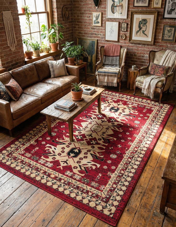 Detail image of 5' 3 x 8' Heris Rug