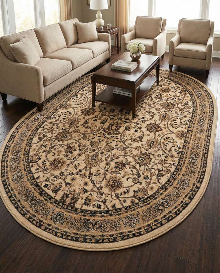 7' 10 x 10' Kashan Design Oval Rug